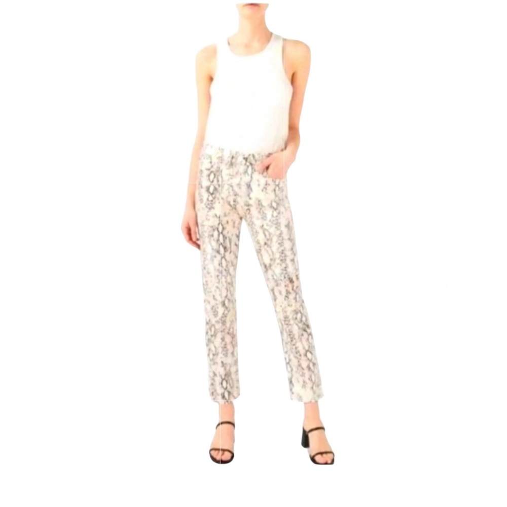 NWT JEN 7 by 7 FOR ALL MANKIND PINK & GRAY SNAKESKIN PRINT ANKLE JEANS SIZE 12